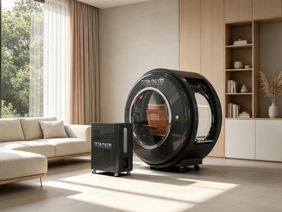 Titanum Recovery HBOT-Kapsel im hellen Behandlungsraum